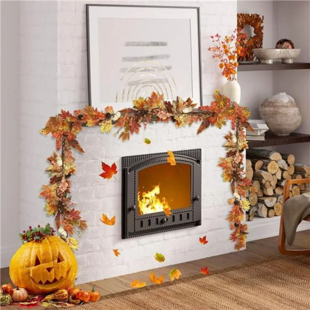 Fall Garland - 6 Ft Maple Leaf Pumpkin Berry Garland - Fall Decor